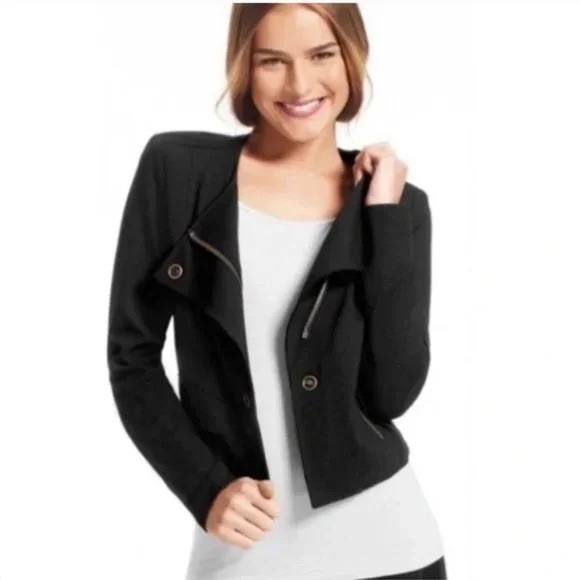CAbi Jackets & Blazers - CAbi Black Ponte Knit Moto Jacket 615 Size Small